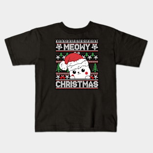 Meowy Christmas Funny Christmas Kids T-Shirt